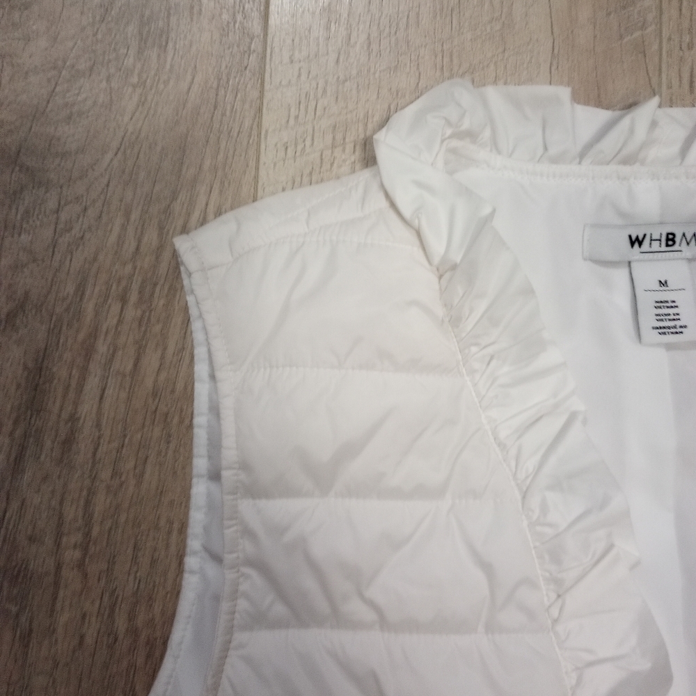 White House Black Market White Puffer Vest Sz Med - Picture 2 of 11